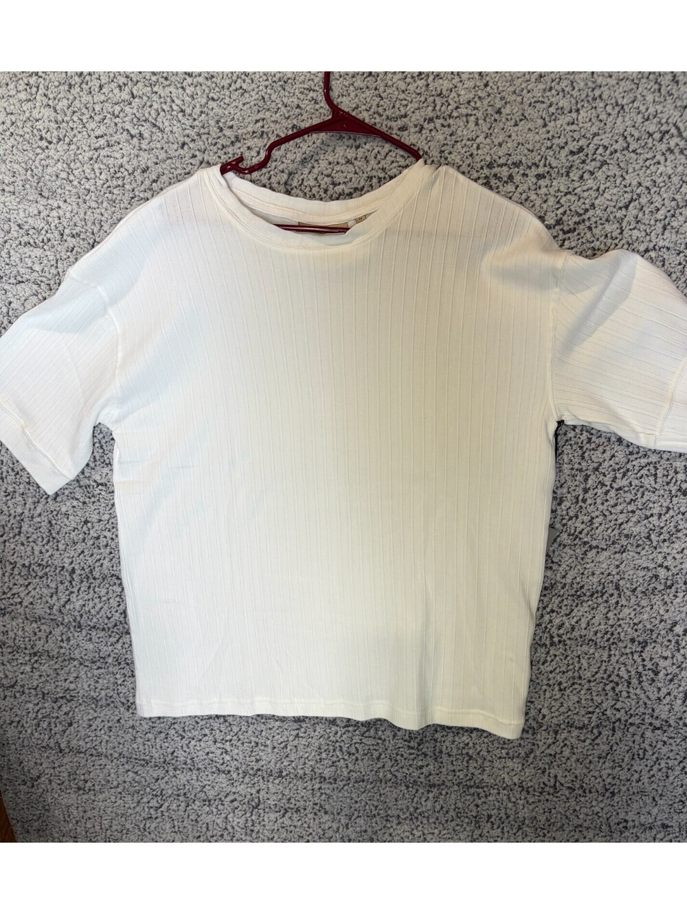 Amongst Others Mens M White Drop Shoulder Boxy Ribbed T Shirt NWT $48